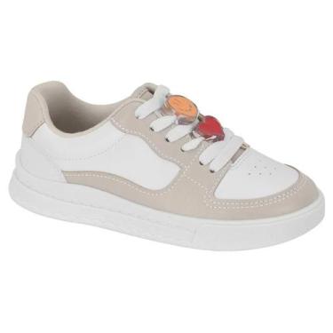 Imagem de Tênis Molekinha Infantil Casual Emoji Smile Menina, Branco, Cinza, 26