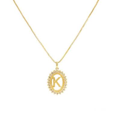 Imagem de Colar Letra Strass Banhado a Ouro Hipoalérgico - Cassie Semijoias, Let