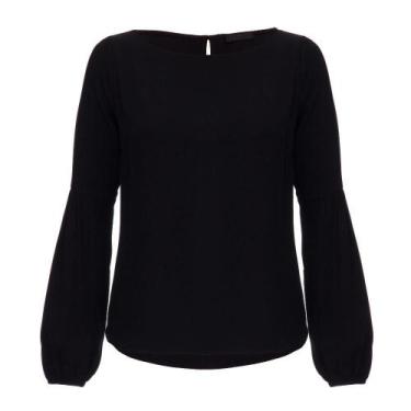 Imagem de Blusa Manga Bufante Decote Canoa Preto - Pusco, 40