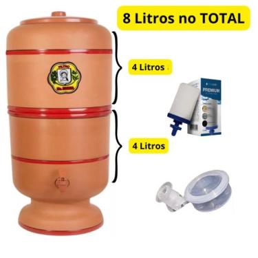 Imagem de Filtro de barro 8 litros TOTAL (4 litros em cada parte) com boia e vel