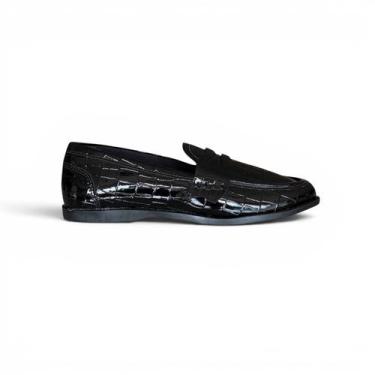 Imagem de Mocassim Lara Rosa Dandara Croco Verniz Conforto Feminino -, 37, Preto
