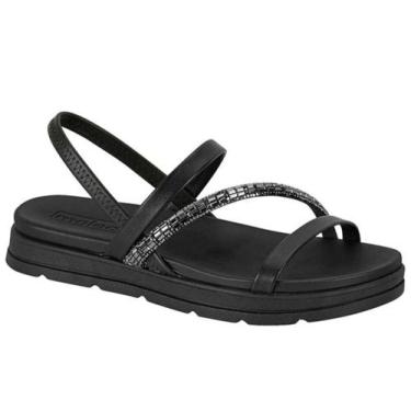 Imagem de Sandalia moleca feminina papete com brilho, Preto, 35