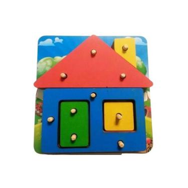 Imagem de Brinquedo Casa Pedagógico Colorida 20 Peças Encaixe Educativo Mdf - Ma