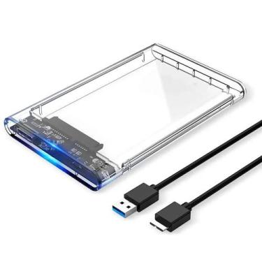 Imagem de Case Externa Transparente para SSD/HD SATA 2.5 USB 3.0 com Cabo Destac