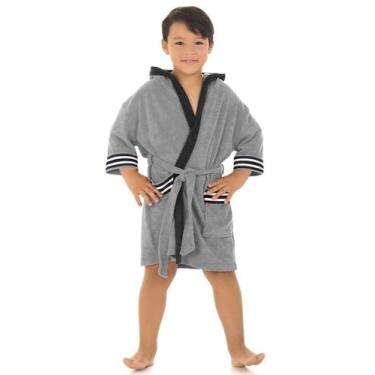 Imagem de Roupão Infantil Capuz Sport - Conforto E Carinho, Cinza, 2