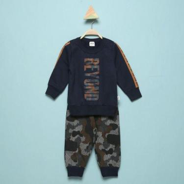 Imagem de Conjunto Moletom Bebê Elian Peluciado Camuflado