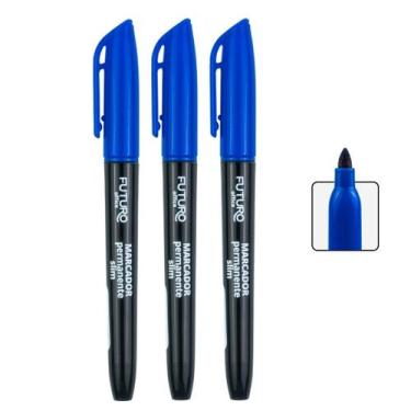 Imagem de 3 Marcador Caneta Permanente Slim Ponta 4m Fina Multiuso Traço 2mm Alt