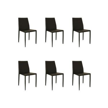Imagem de Kit 6 Cadeiras Jantar Amanda Marrom PVC - Rivatti