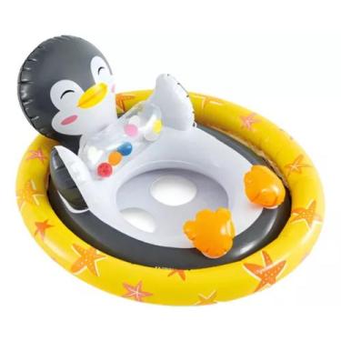 Imagem de Boia Inflável baby Bote Pinguim 76x58cm REF 59570 - Intex, Bicho Pregu