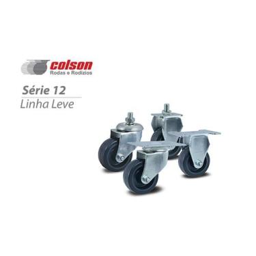 Imagem de Rodizio Gir 4 Placa Freio Roda Pvc Cinza Fp 65kg - Colson - Colson Rod