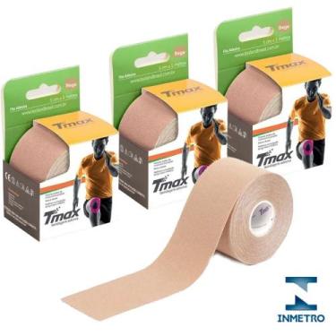 Imagem de Bandagem Terapêutica Bege Fita de Kinésio 15m Muscular Tmax Original, 