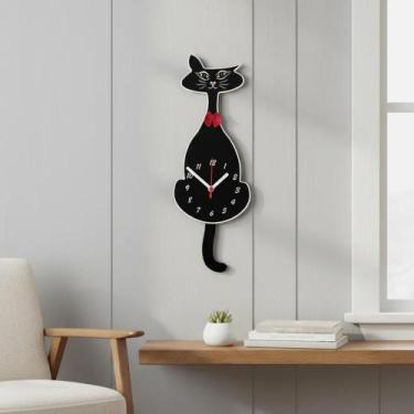 Imagem de Relógio de Parede Criativo Gato com movimento - Genérica