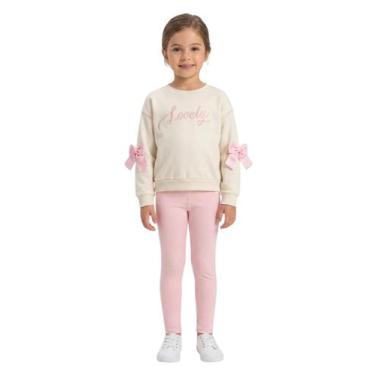 Imagem de Conjunto Infantil Feminino Moletom Legging Couro Inverno Kukie, 3 anos