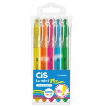 Imagem de Marca Texto CIS Lumini Flex Estojo C/ 5 Un - Pastel / Neon