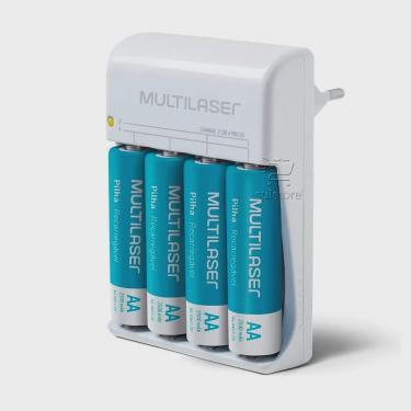 Imagem de Carregador de Pilhas Multilaser AA AAA Bivolt com 4 Pilhas AA 2500mAh CB054