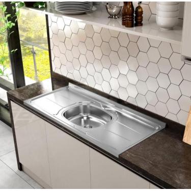Imagem de Pia de Cozinha em Aço Inox de 160CMX53CM Concretada com Válvula Inox 3