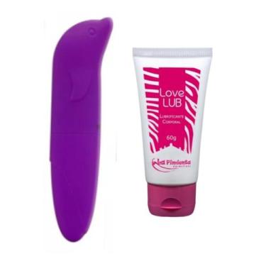 Imagem de Kit Vibrador Feminino Golfinho Ponto G Discreto Lubrificante - Sexy Im