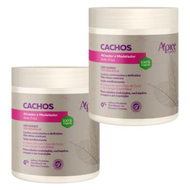 Imagem de Kit 2 Ativador E Modelador De Cachos APICE Vegano Anti Frizz Creme De 