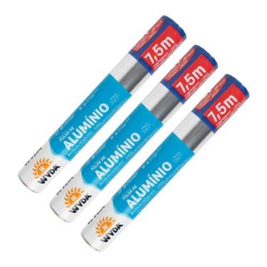 Imagem de Papel Alumínio Wyda 30cm x 7,5m Kit 3 Rolos Forno Airfryer