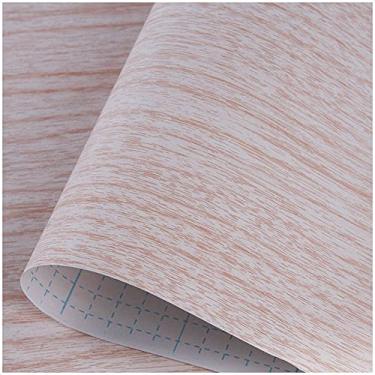 Imagem de WSWJDW Papel de parede autoadesivo de grãos de madeira 3D impermeável PVC para cozinha Armário Móveis Renovação Adesivo de parede para porta, carvalho branco, 3mx45cm