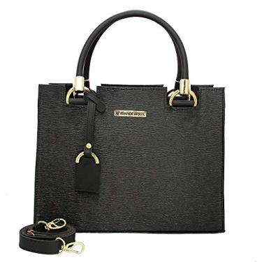 Imagem de AMANDA BRAZIL Bolsa Bau Preta Transversal Sintética Casual Boêmia Satchel