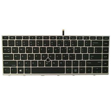 Imagem de AUTENS Teclado US de substituição para laptop HP ProBook 640 G4 / 645 G4 / 640 G5 moldura prateada com ponteiro de fundo