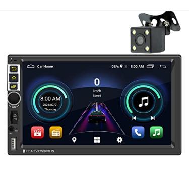 Imagem de Receptor estéreo de carro duplo din automático carplay e android, rádio de carro com tela de toque ips de 7 polegadas com bluetooth, mirrorlink, carga rápida de telefone, retrovisor hd