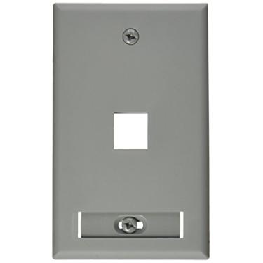Imagem de Leviton Placa de parede QuickPort 42080-1GS com janela para identidade, entrada única, 1 porta, cinza