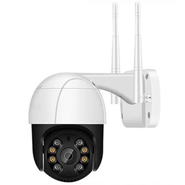 Imagem de Câmera IP PTZ WiFi, câmera de segurança sem fio PTZ externa Full HD, câmera de vigilância doméstica de 3.0 MP, visão noturna colorida, alarme de detecção, monitoramento remoto de APP