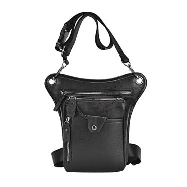 Imagem de Bolsa para masculis de couro bolsa para de motocicleta bolsa para transporte ao ar livre, PRETO