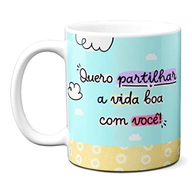 Imagem de Caneca Flork Meme Namorados No Balão A Vida É Boa Com Você (Branca)