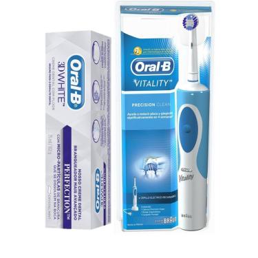 Imagem de Kit Escova Elétrica Oral-B Vitality D12 220v + Creme Dental Oral-B 3D White Perfection 102g