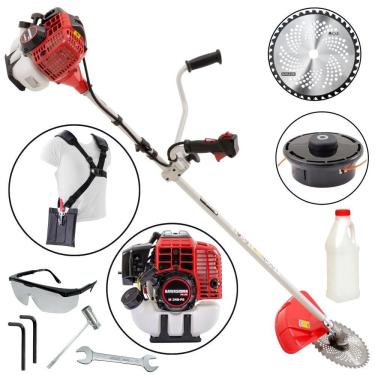 Imagem de Roçadeira Profissional Lateral Kawashima KW340L Linha Plus 34cc 2 Tempos á Gasolina Com Lâmina de Vídia e Cinto de Sustentação Duplo Profissional