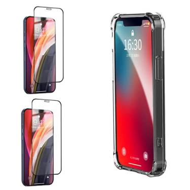 Imagem de Kit Capinha Anti Impacto + 2X Película 3D Cobre Toda Tela Compatível iPhone 12 Mini