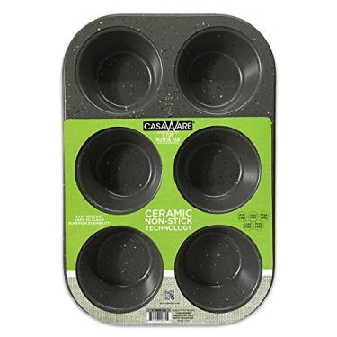 Imagem de casaWare Torradeira Forno 6 Xícaras de Muffin Antiaderente Revestido de Cerâmica (Granito Prata)