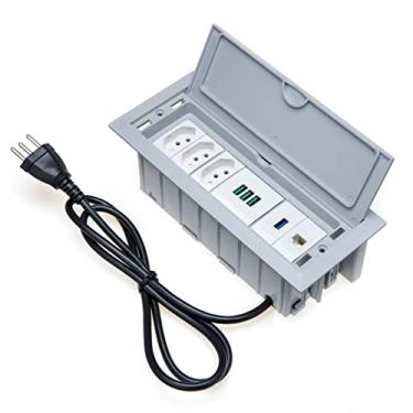 Imagem de Caixa De Tomada 3 Tomadas 10A 1 USB Dados 1 RJ-45 3 USB 5.2A