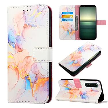 Imagem de For Sony 1 IV PT003 Marble Pattern Flip Leather Phone Case