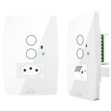 Imagem de Interruptor WiFi Touch Inteligente 2 Botões + Tomada Branco