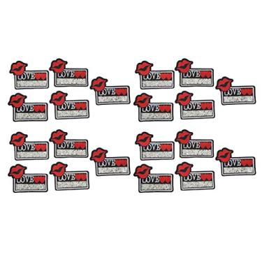 Imagem de Tnfeeon 30 peças de bordado Red Kiss Lips patch, beijo costurado ferro em aplique bordado emblema emblema roupas