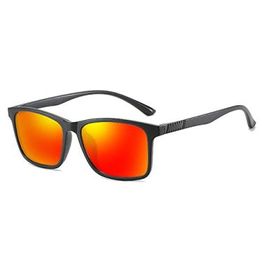 Imagem de Óculos de sol masculinos leves óculos de sol polarizados quadrados clássicos para óculos de condução masculinos uv400, preto vermelho, polarizado