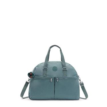 Imagem de Kipling Bolsa feminina Eugina, feita à mão, alça de ombro removível, bolsos externos, bolsa de viagem de nylon, Aloe tonal claro