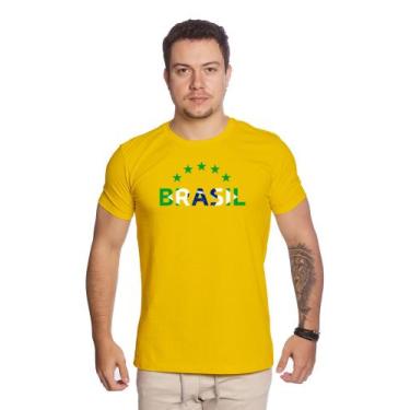 Imagem de Camiseta Masculina 100% Algodão Estampada Copa Brasil Techmalhas Camag