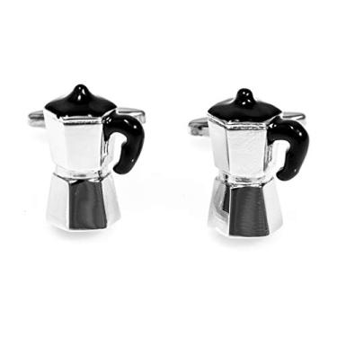 Imagem de MRCUFF Cafeteira italiana Expresso Maker Par de abotoaduras em uma caixa de presente de apresentação e pano de polimento