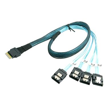 Imagem de Cablecc Slim Line SAS 4.0 SFF-8654 4i 38 pinos Host to 4 SATA 7 pinos alvo disco rígido ventilador cabo Raid 50 cm