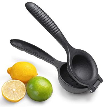 Imagem de Espremedor de limão limão, espremedor cítrico, metal fundido resistente, prensa manual manual, qualidade profissional premium, fácil de limpar, mais suco (preto)