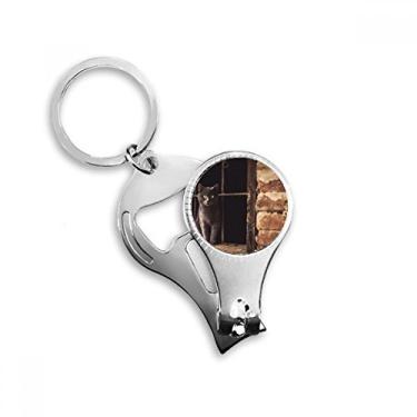 Imagem de Animal Corner Cat Photograph Picture Nail Nipper Ring Chaveiro Abridor de Garrafas Clipper