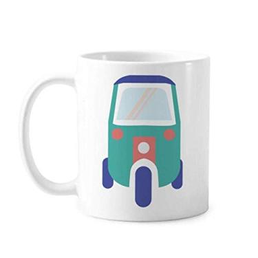 Imagem de Caneca com ilustração artística de trator de três rodas da Tailândia cerâmica xícara de café e porcelana