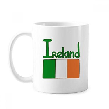 Imagem de Caneca com estampa verde da bandeira nacional da Irlanda cerâmica xícara de porcelana de café louça