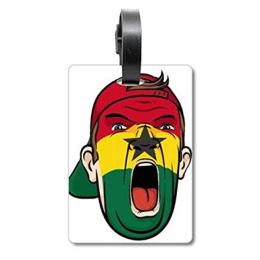 Imagem de Bandeira de Gana Máscara Facial Cabeça Gritando Bolsa Etiqueta Bagagem Cartão Suspenso Etiqueta de Scutcheon, multicolored