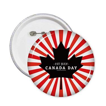 Imagem de Happy Canada Day 4 de julho pinos de folha de bordo preta emblema de botão de decoração 5 peças